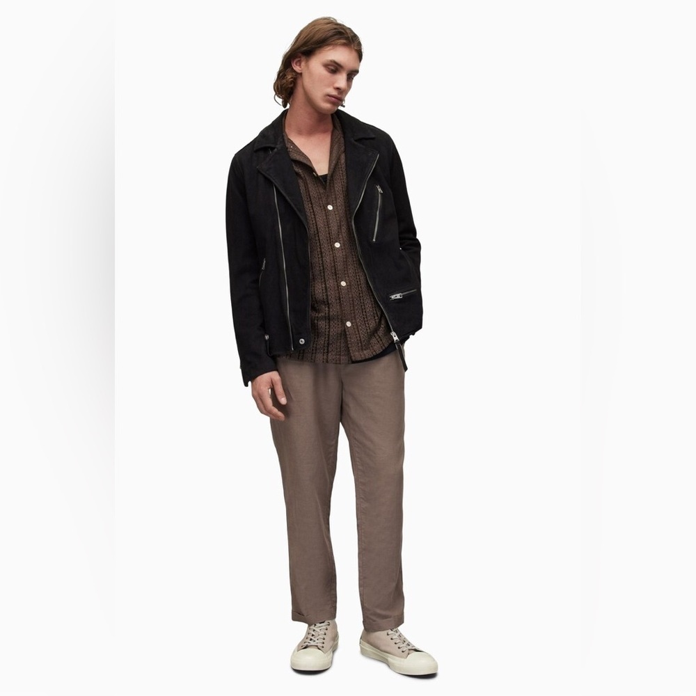 ALLSAINTS Iro Biker Jacket 100% Goat Suede